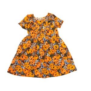Copper Key Girls Size 5 Floral Ruffle Dress NWT Orange Blue Cotton Blend